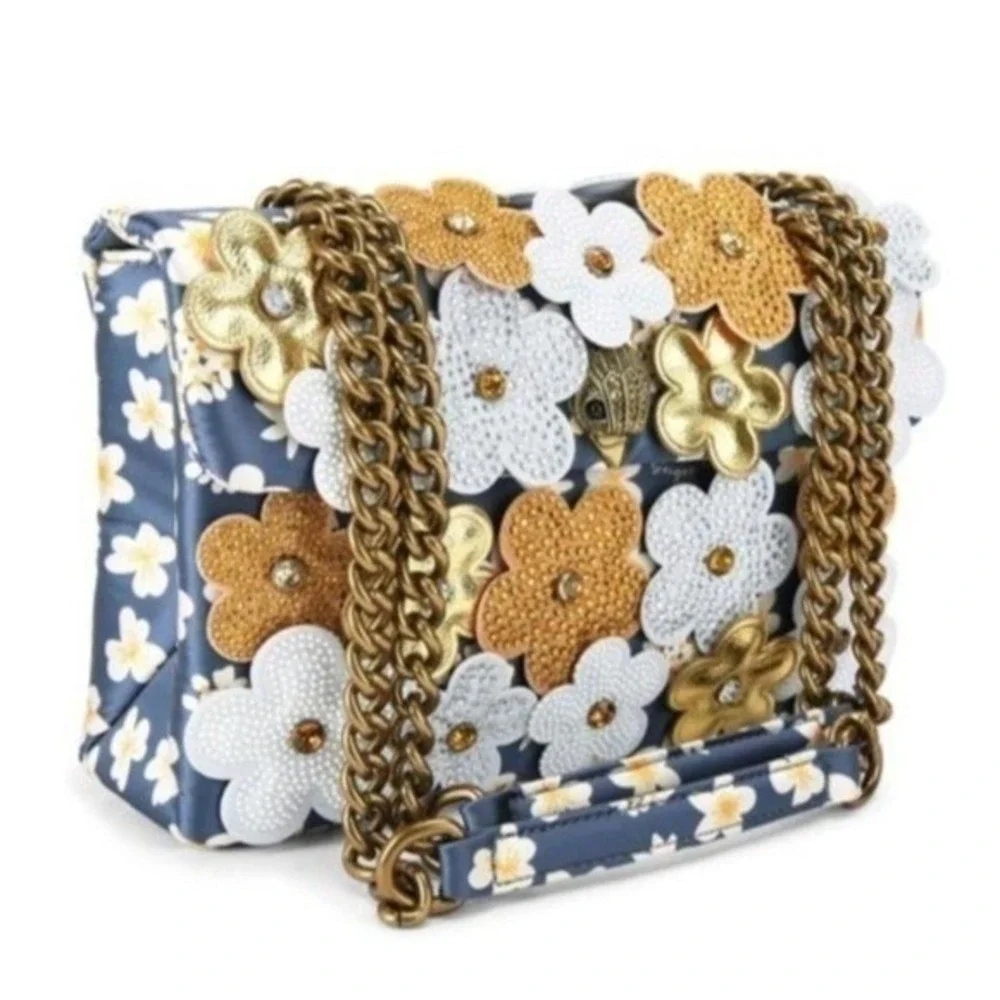 KURT GEIGER Floral Embellished Handle Chain Bag Party Purse Occasion Statement